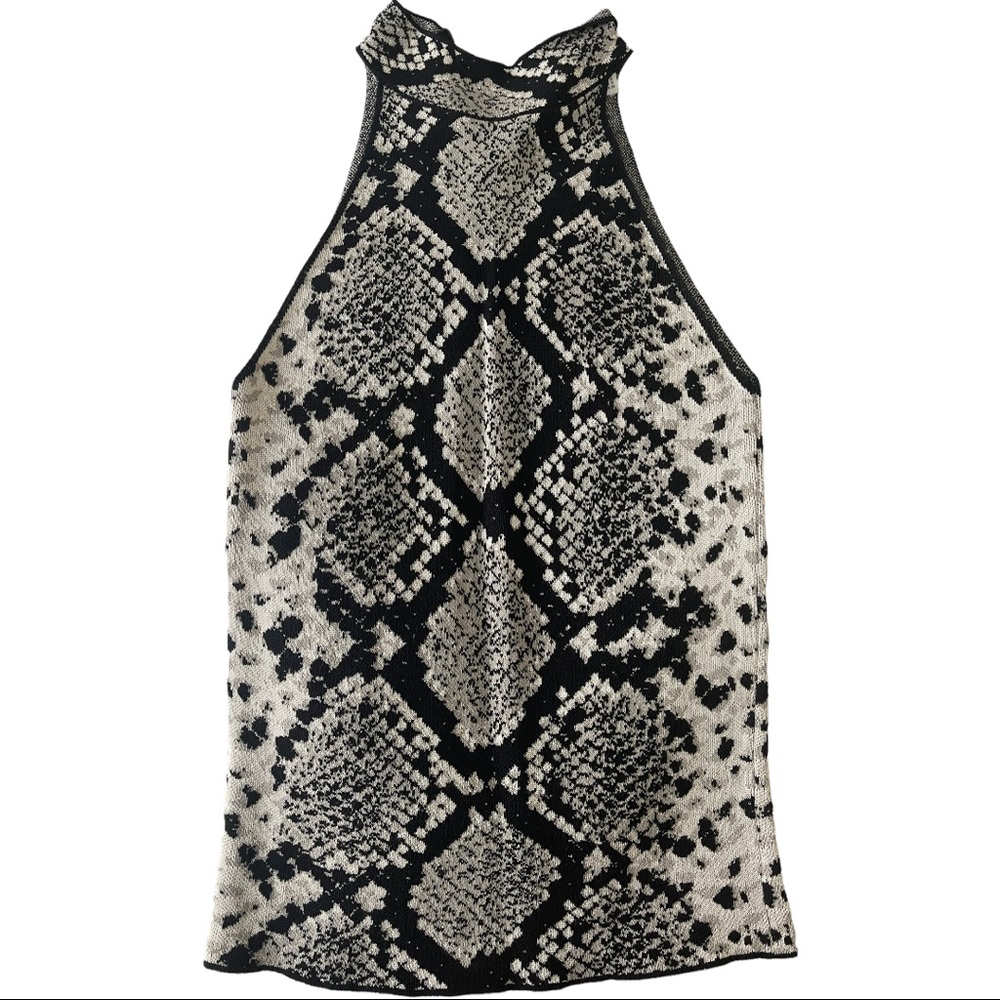 Zara Knot High Neck Snake Print Top Small